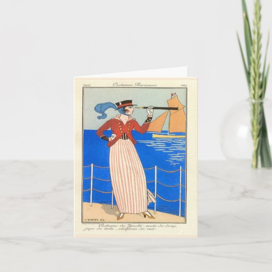 Carte de note blanche Art déco George Barbier (Devant)