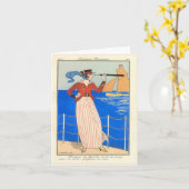 Carte de note blanche Art déco George Barbier (Fleur jaune)