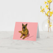 Carte de note blanche berger allemand (Fleur jaune)