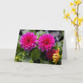 Carte de note blanche Dahlia rose (Fleur jaune)