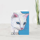 Carte de note blanche de chat d'yeux bleus (Devant)