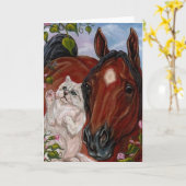 Carte de note blanche de chat persan de CHEVAL de (Fleur jaune)