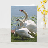 Carte de note blanche de cygnes (Fleur jaune)