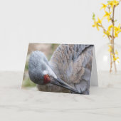 Carte de note blanche de grue de Sandhill (Fleur jaune)