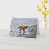 Carte de note blanche "Doggy Kisses" (Fleur jaune)