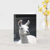 Carte de note blanche Llama souriante (Fleur jaune)