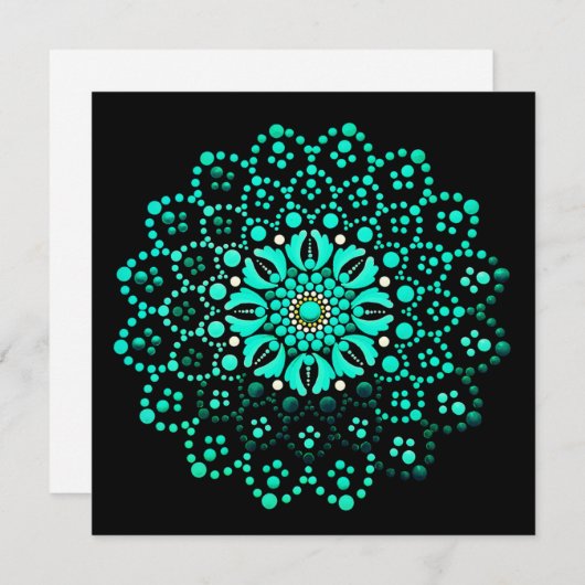 Carte de note blanche Mandala Turquoise (Devant / Derrière)