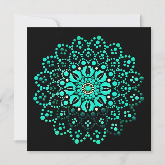 Carte de note blanche Mandala Turquoise (Devant)