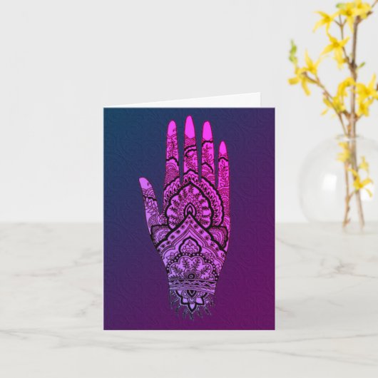 Carte de note blanche Mehndi Tattoo Art Design (Fleur jaune)