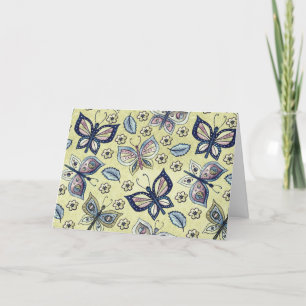 Carte de note blanche Motif à papillon bleu lunair
