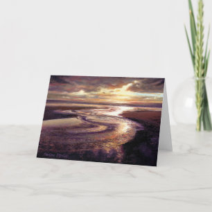 Carte de note blanche "Ocean Sunset Swirl"