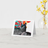 Carte de note blanche pour chat (Fleur jaune)