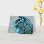 Carte de note blanche pour chat bleu électrique (Fleur jaune)