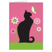 Carte de note blanche pour chat noir mignon (Devant)