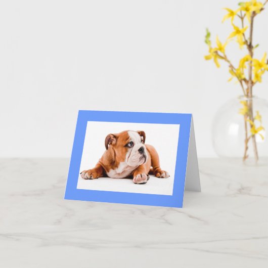 Carte de note blanche pour Chien Chien à Chien à C (Fleur jaune)