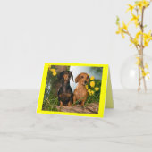 Carte de note blanche pour Chien Chien Chien Chien (Fleur jaune)
