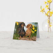 Carte de note blanche pour Chien Chien Chien Chien (Fleur jaune)