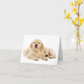 Carte de note blanche pour Chien Chien Chien Chien (Fleur jaune)