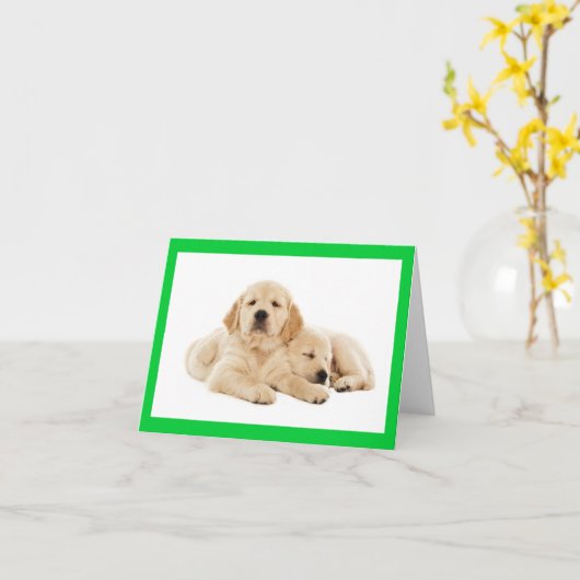 Carte de note blanche pour Chien Chien Chien Chien (Fleur jaune)