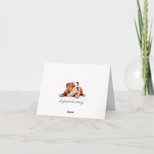 Carte de note blanche pour chiot Bulldog anglais (Dos)