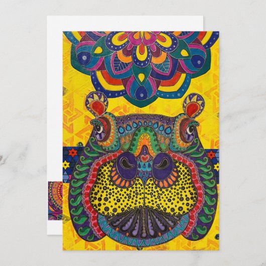 Carte de note blanche pour hippo (Devant / Derrière)