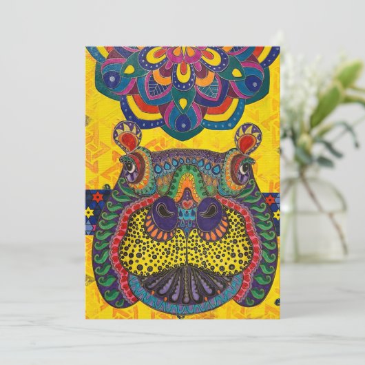 Carte de note blanche pour hippo (Debout devant)