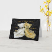 Carte de note blanche pour ours en peluche (Fleur jaune)