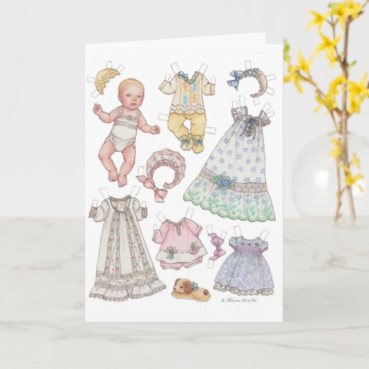 Carte de note blanche pour poupée en papier pour b (Fleur jaune)