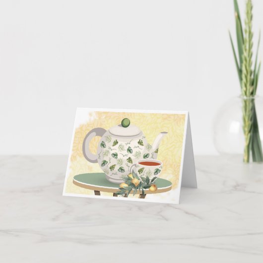 Carte de note blanche Tea Kettle et Tea Cup (Devant)