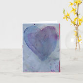 Carte de note bleue d'aquarelle de coeur (Fleur jaune)