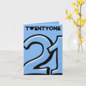 Carte de note bleue Silly Number 21 (Fleur jaune)