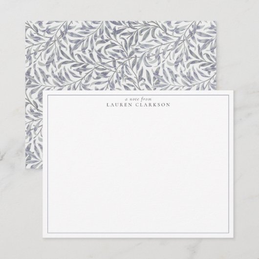 CARTE DE NOTE BLEUE W. MORRIS SAULE BOUGH (Devant / Derrière)