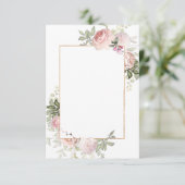 Carte de note Blush Pink Gold Florame 3x5 (Debout devant)
