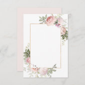 Carte de note Blush Pink Gold Florame 3x5 (Devant / Derrière)