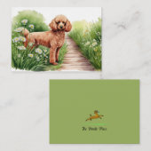 Carte de note Brown Poodle and Flowers (Devant / Derrière)