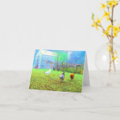 Carte de note brumeuse d'art de poulets de matin (Fleur jaune)