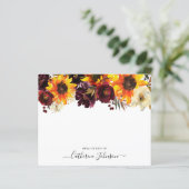 Carte de note budgétaire florale bordeaux tourneso (Debout devant)