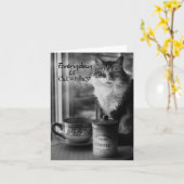 Carte de note café Caturday (Fleur jaune)