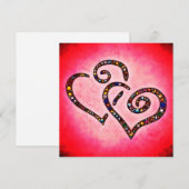 Carte de note Carré du concepteur de coeurs de gem (Devant / Derrière)