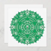 Carte de note Carré Heart Chakra Green Mandala (Devant / Derrière)