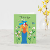 Carte de note Casquette Lady in Blue (Fleur jaune)