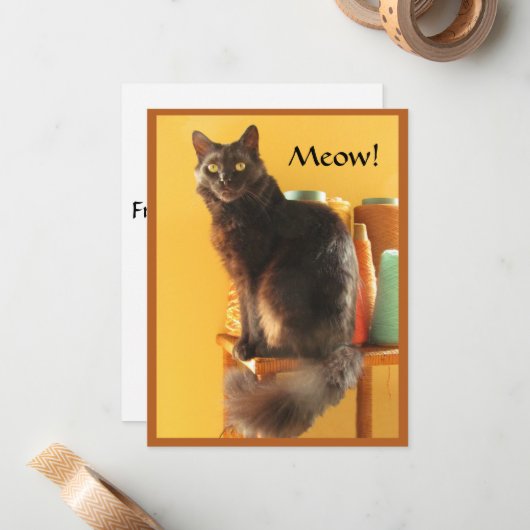 Carte de note - Chat artisanal (Devant/Arrière en situation)