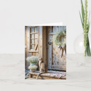 Carte de note Chat de Ferme avec Couronne de Gypso