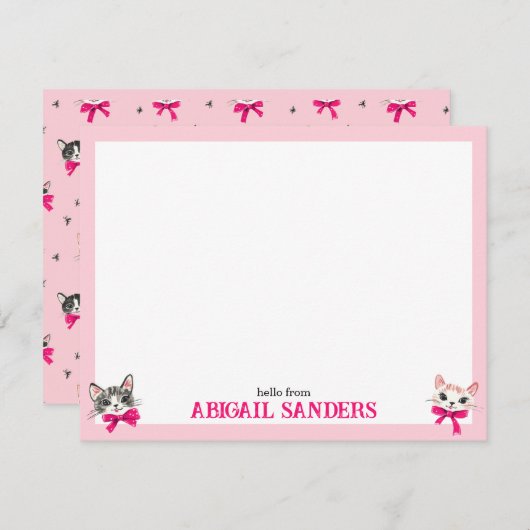 Carte de note Chats avec vaches roses (Devant / Derrière)