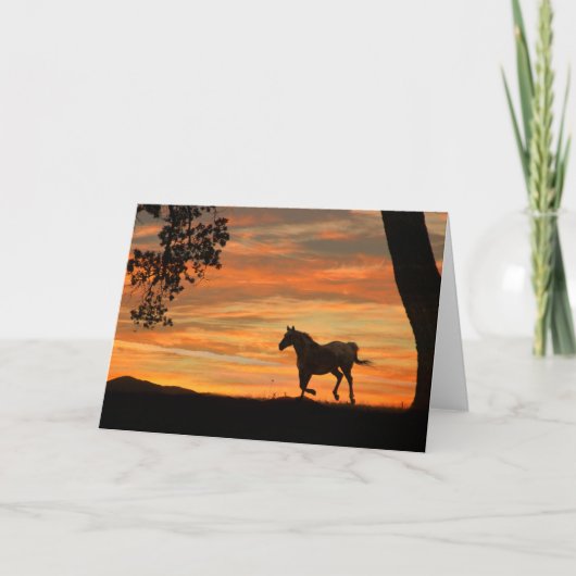 Carte de note Cheval Sunset et Oak Tree (Devant)
