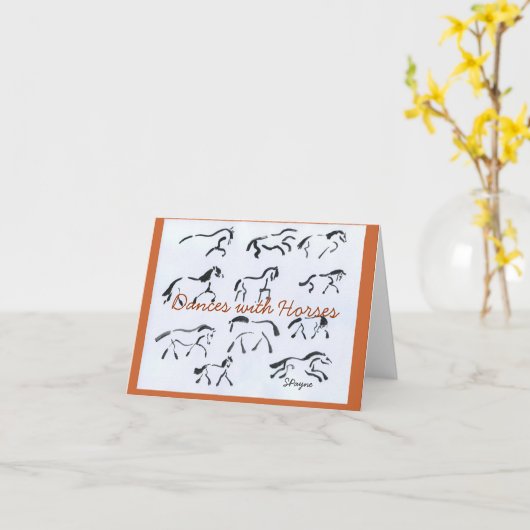 Carte de note Chevaux en mouvement (Fleur jaune)