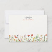 Carte de note chic Boho Elegant Monogramme (Devant)