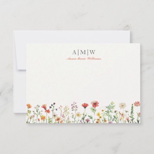 Carte de note chic Boho Elegant Monogramme (Devant)