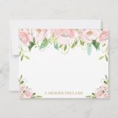 Carte de note chic Elegant Blush Rose Floral Flowe (Dos)