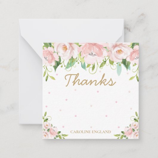 Carte de note chic Elegant Blush Rose Floral Flowe (Devant)